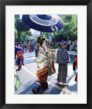 Framed Geisha Parade, Asakusa, Tokyo, Japan Print