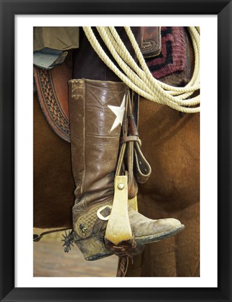 Framed Cowboy riding a horse Print
