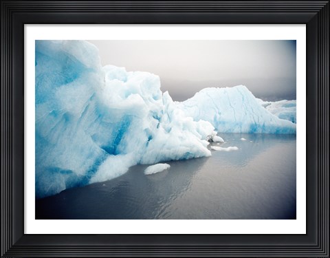 Framed Icebergs floating on water, Columbia Glacier, Prince William Sound, Alaska, USA Print