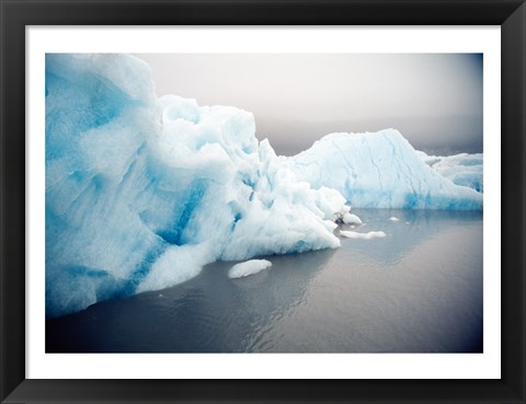 Framed Icebergs floating on water, Columbia Glacier, Prince William Sound, Alaska, USA Print