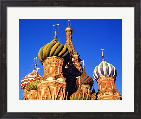 Framed High section view of a cathedral, St. Basil&#39;s Cathedral, Moscow, Russia Print