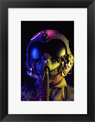Framed Fighter Pilot in full attire, United States Air Force Print