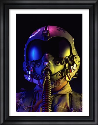 Framed Fighter Pilot in full attire, United States Air Force Print