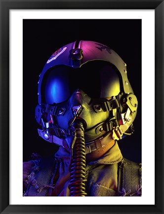 Framed Fighter Pilot in full attire, United States Air Force Print