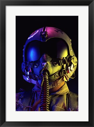 Framed Fighter Pilot in full attire, United States Air Force Print