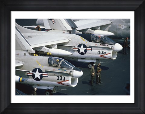 Framed U.S. Navy, Vought A-7 Crusader, Jet Fighters Print