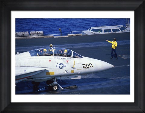 Framed Grumman F-14 Tomcat Flight Deck USS Eisenhower Print