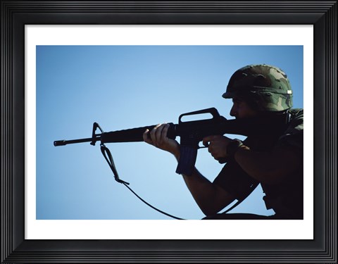 Framed Marksman M-16 Rifle Print