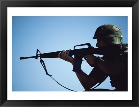 Framed Marksman M-16 Rifle Print