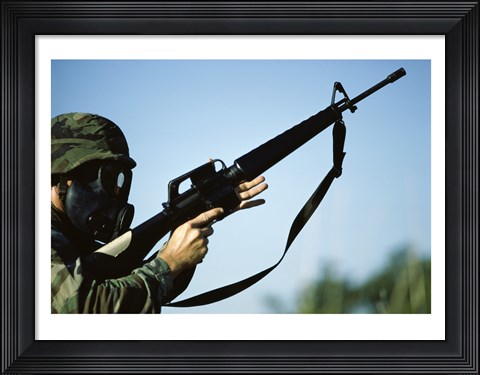 Framed Marksman M-16 Rifle Print