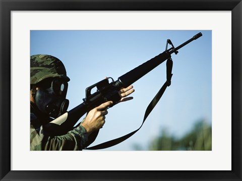 Framed Marksman M-16 Rifle Print