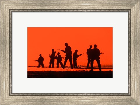 Framed Silhouette of army soldiers, US Military Special Forces Print