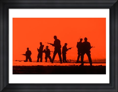 Framed Silhouette of army soldiers, US Military Special Forces Print