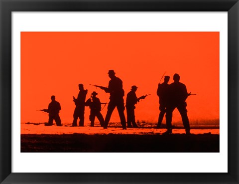 Framed Silhouette of army soldiers, US Military Special Forces Print