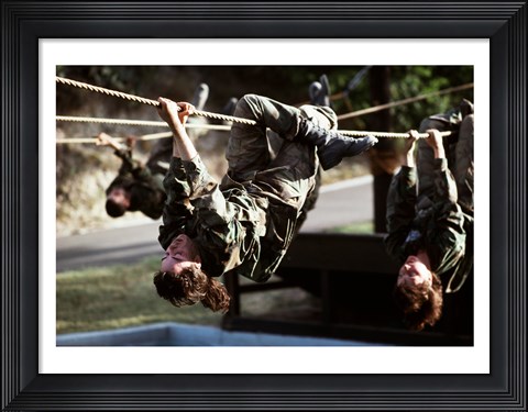 Framed U.S. Air Force Trainees on Obstacle Course photography Print