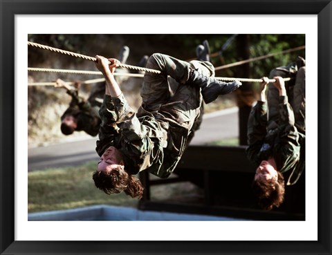 Framed U.S. Air Force Trainees on Obstacle Course photography Print