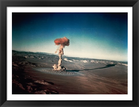 Framed Atomic bomb testing in the desert Print