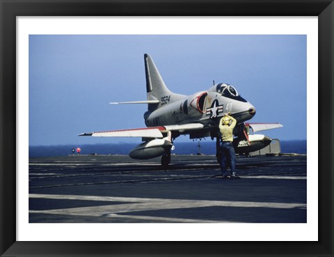 Framed U.S. Navy McDonnell Douglas A-4 Skyhawk Jet Fighter Print