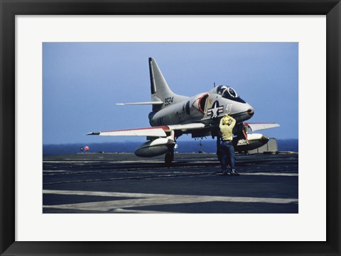 Framed U.S. Navy McDonnell Douglas A-4 Skyhawk Jet Fighter Print