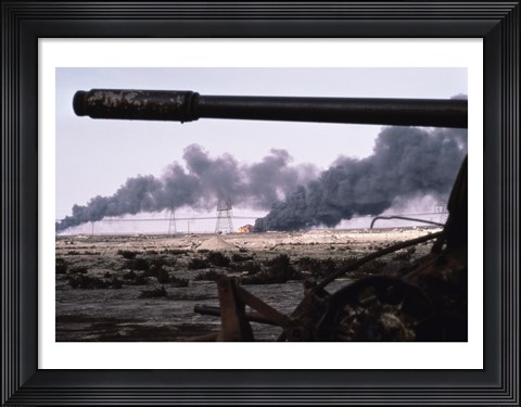 Framed Kuwait: An Oil Field Set  Ablaze Print