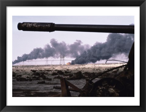 Framed Kuwait: An Oil Field Set  Ablaze Print