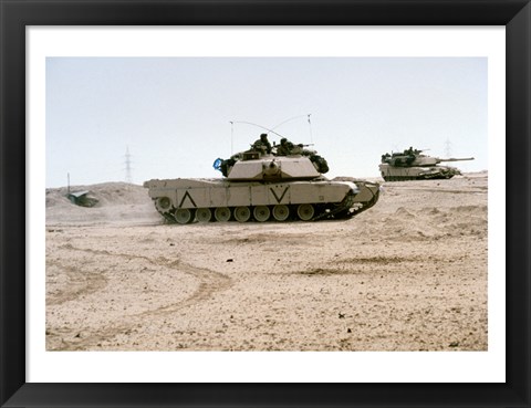 Framed Kuwait: Two M-141 Abrams Main Battle Tanks Print