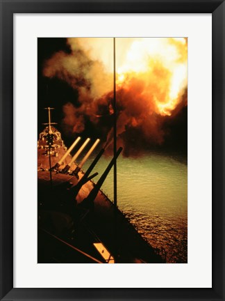 Framed Mark-7 Guns fired from the USS Missouri Print