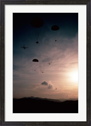 Framed Supplies being dropped from C-141B Starlifters Print