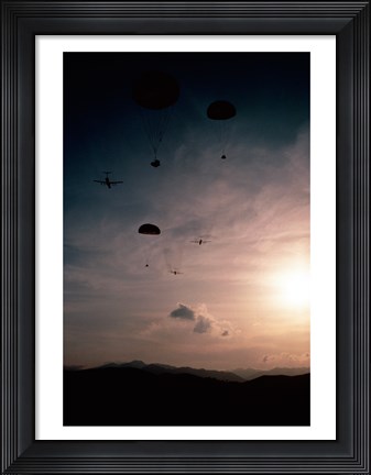 Framed Supplies being dropped from C-141B Starlifters Print