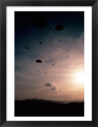 Framed Supplies being dropped from C-141B Starlifters Print