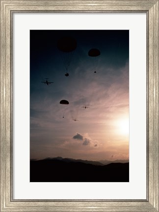 Framed Supplies being dropped from C-141B Starlifters Print