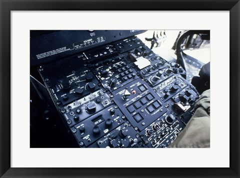 Framed Central Control Console in the Cockpit of a UH-60A Black Hawk Helicopter Print