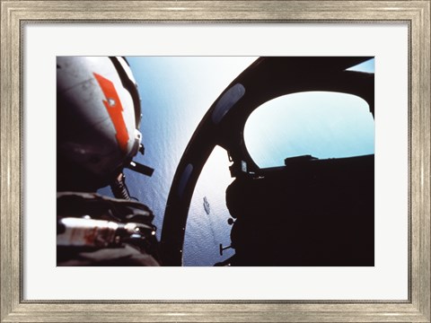 Framed Ocean viewed from a cockpit, Atlantic Ocean Print
