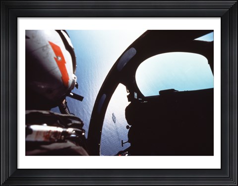 Framed Ocean viewed from a cockpit, Atlantic Ocean Print