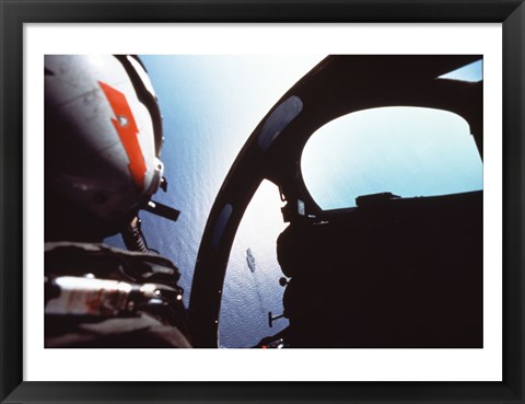 Framed Ocean viewed from a cockpit, Atlantic Ocean Print