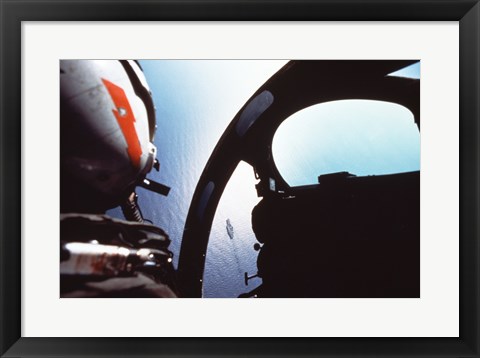 Framed Ocean viewed from a cockpit, Atlantic Ocean Print