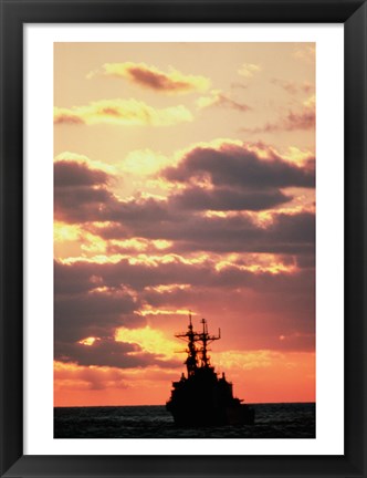 Framed Silhouette of the USS Deyo Print