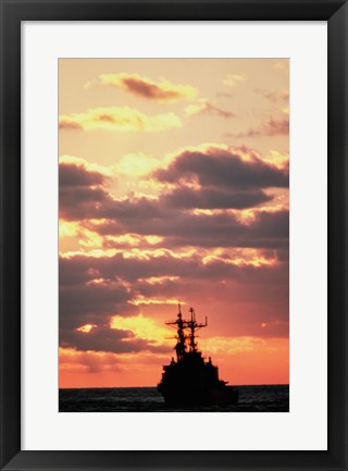 Framed Silhouette of the USS Deyo Print