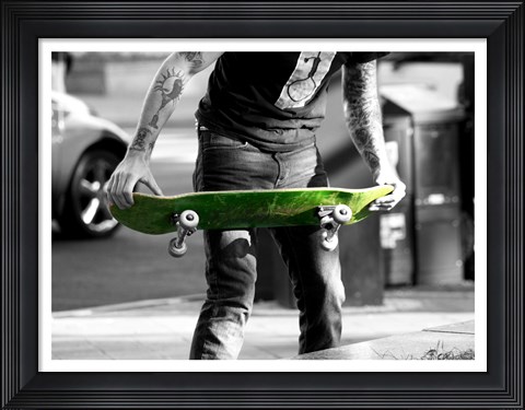 Framed Green Skateboard Print