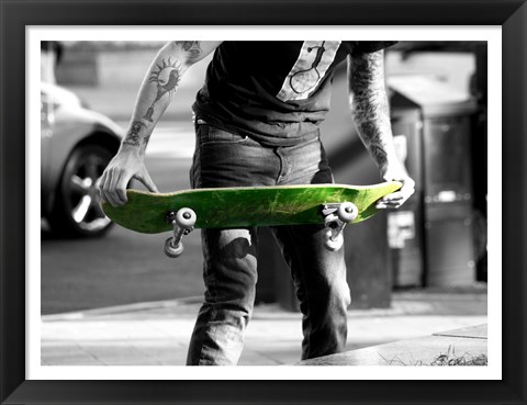 Framed Green Skateboard Print