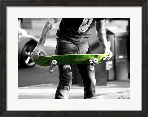 Framed Green Skateboard Print