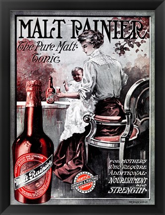 Framed Malt Rainier Beer Print