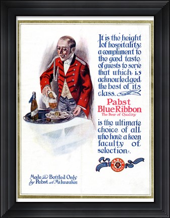 Framed Pabst Blue Ribbon Beer 1911 Print