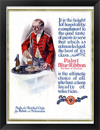 Framed Pabst Blue Ribbon Beer 1911 Print