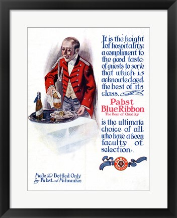 Framed Pabst Blue Ribbon Beer 1911 Print