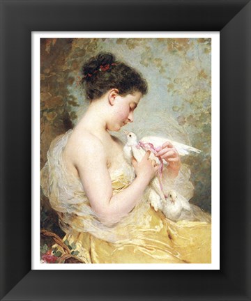 Framed Beauty with Doves Print