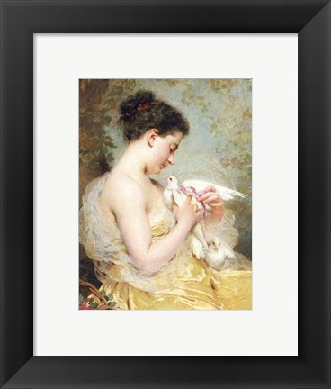 Framed Beauty with Doves Print