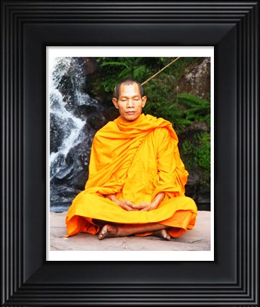 Framed Abbot of Watkungtaphao in Phu Soidao Waterfall Print