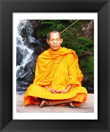 Framed Abbot of Watkungtaphao in Phu Soidao Waterfall Print