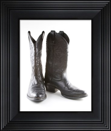 Framed Black Cowboy Boots Print